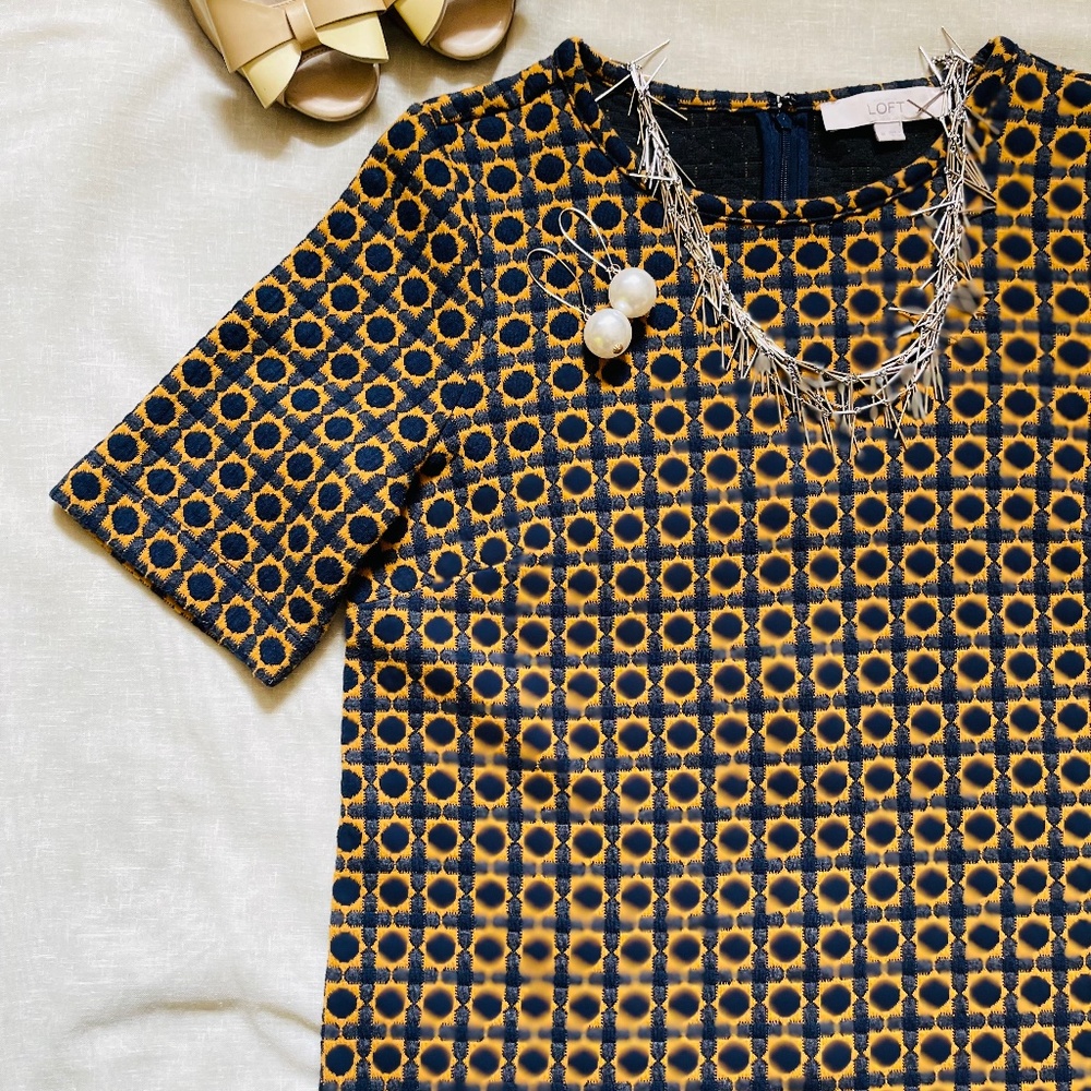Loft Geometric Print Shift Dress